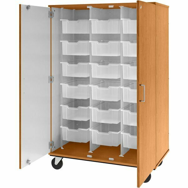 I.D. Systems 67'' Tall Light Oak Mobile Storage Cabinet with 18 6'' Bins 80249F67024 538249F67024